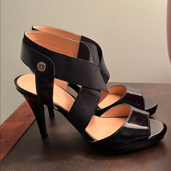 Liz Claiborne Black Patent Strappy Heels - Picture 4 of 12